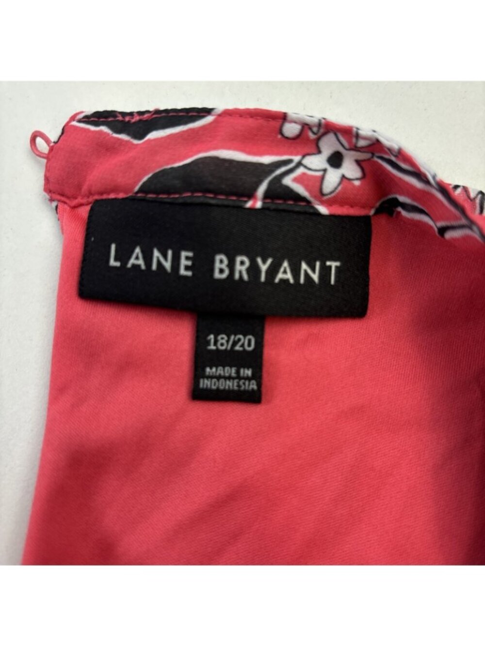 Lane Bryant 18 20 Pink Black Floral Pleated Chiffon Blouse Belted Top Lined - Picture 6 of 7